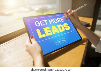 Lead Generation Start Button On Screen. Digital Marketing And Business Strategy Concept.