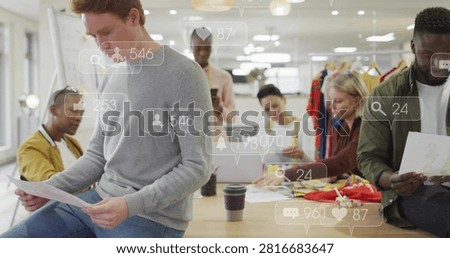 Lead reading docs crew sorting swatch phone scrolling causing social UI growing settling marketing. Collaboration, fabrics, design, studio, openplan, laptop, coffee