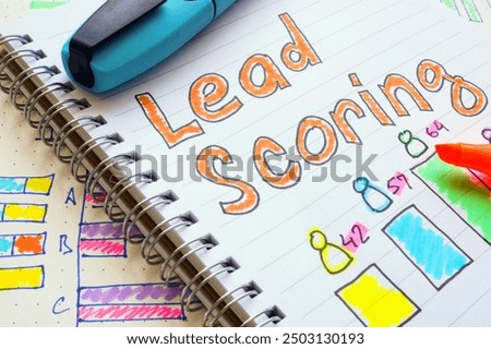 Lead scoring written in a notebook with charts. Symbolizes evaluation and analytics.