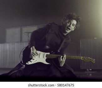 Lead Singer Matt Healy Of The English Indie-rock Band The 1975 Performs During Their Halloween Show In Pittsburgh Monday, October 31 At Stage AE.