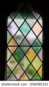 Leaded Light Stained Glass Window In Church Porch