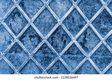 leaded window diamond glass abstract patterns in blue	
