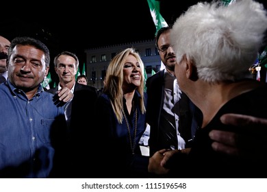 Leader Of The Greek Socialist Party  Fofi Gennimata Waves During A Pre-election Speech  In Athens, Greece On Sep. 15, 2015