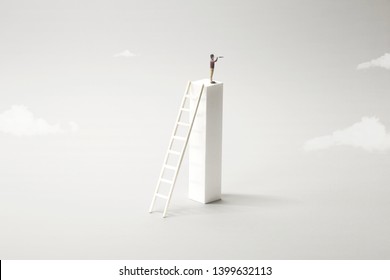 Leader On Top Watching Future Binocular Stock Photo 1399632113 ...