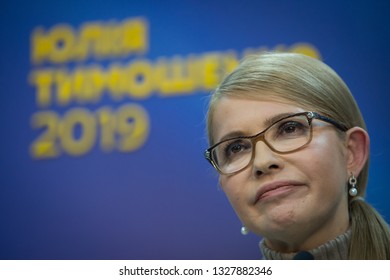 Leader Of Opposition Batkivshchyna Party And Presidential Candidate Yulia Tymoshenko Attends A News Conference In Kiev, Ukraine. February 22, 2019.