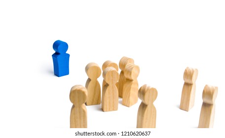 The leader from the rostrum speaks a speech addressing a crowd of people. Business concept of leader and leadership qualities, crowd management, political debate and elections. Business management. - Shutterstock ID 1210620637
