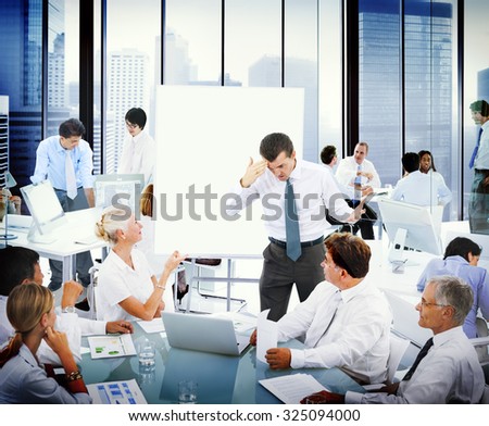 Leader Stressed Out Meeting Group People Concept