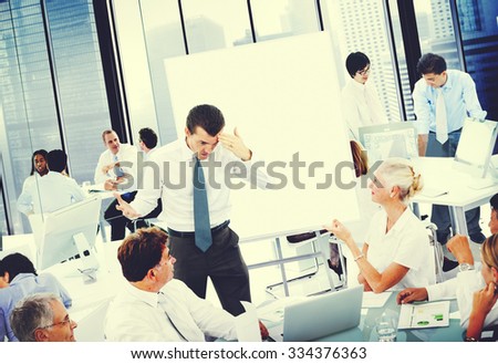 Leader Stressed Out Meeting Group People Concept