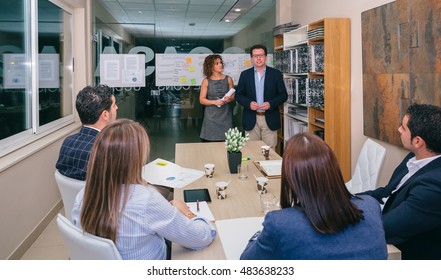 Leader Team Having Bussiness Meeting In Headquarters