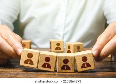 Leader and weak unstable team. Working with human resources. Hiring and recruiting. Recruitment of an effective team. Retraining before being assigned to a new project. Relocation to a new place - Shutterstock ID 2153864273