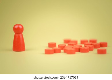 Leadership concept selection of talented people. Selection of personnel in the organization. Red wooden man model. Wooden doll. Wooden peg doll. Wooden puppet. - Shutterstock ID 2364917019