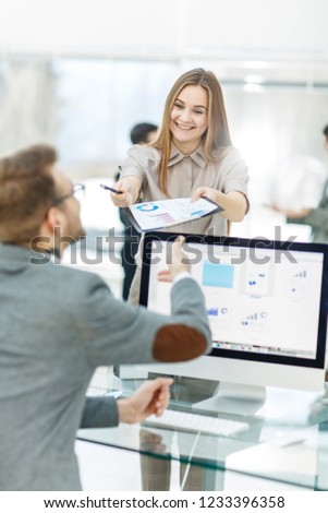  leading specialist of Finance and Manager of the company working with financial charts in the company's profit [[stock_photo]] © 