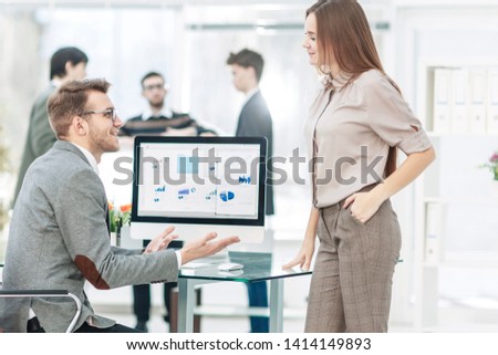 leading specialist of Finance and Manager of the company working with financial charts in the company's profit [[stock_photo]] © 