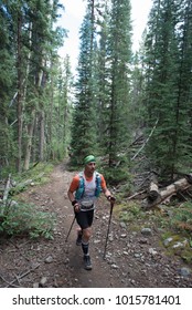 LEADVILLE, COLORADO USA - AUGUST 19, 2017: Martin Roman Outbound From The Twin Lakes Aid Station During The Leadville Trail 100 Ultra, Leadville, Colorado, USA.