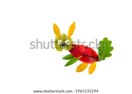 Leaf autumn craft on white background. Beautiful nature clip art for kids. 