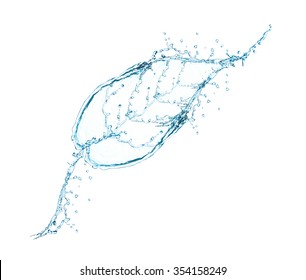 Leaf Made Of Water Splash Isolated On White Background 