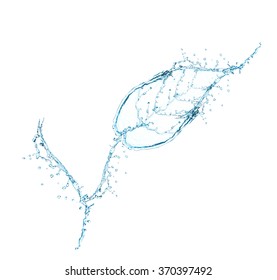 Leaf Made Of Water Splash Isolated On White Background 