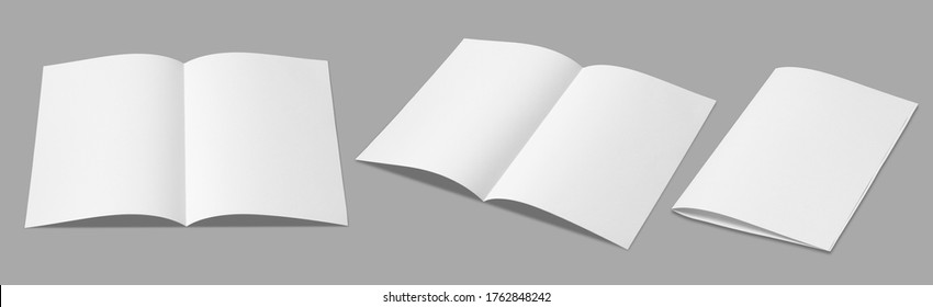 Leaflet Folded White Paper Really,
Fold In Half,Open Leaflet In Square Format.Empty Paper Sheet In A4 Size Isolated On Gray Background. Flat Ray Papers ,studio Shot