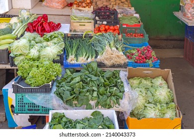 Leafy Greens Healthy Food Fresh Vegetables at Farmers Market Stall