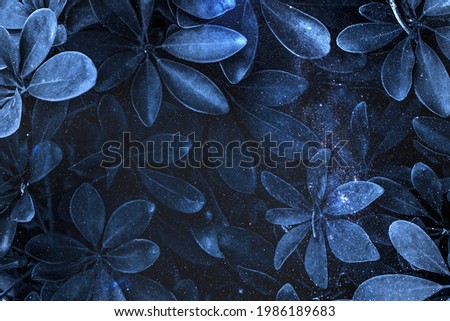 Leafy plant patterned blue background 