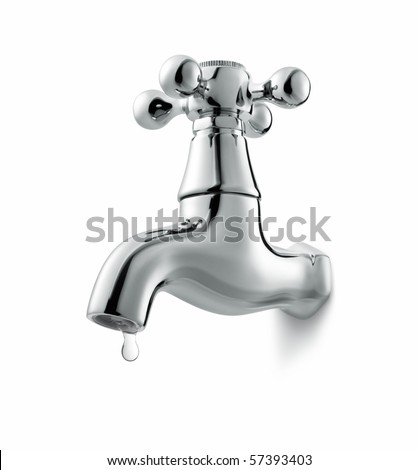 leaking water tap isolated on white background