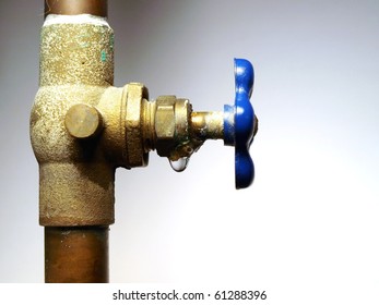 Leaky Faucet With Gray And White Background