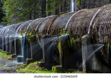 Leaky Toketee Project Pipeline In The Umpqua National Forest, Oregon, USA