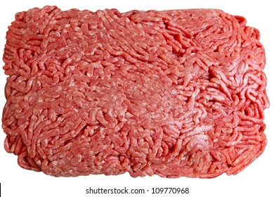 Lean ground beef isolated on white background