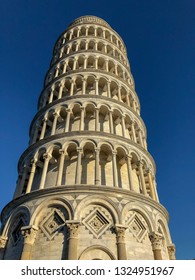 Leaning Tower Of Pisa, Campanile Piazza Del Miracoli, Pisa Tuscany Italy, 24/02/2019. Torre Pendente Di Pisa, Where The Galileo Galilei's Physics Experiment About 