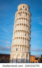 The Leaning Tower of Pisa (Italian: torre pendente di Pisa), is the campanile, or freestanding bell tower, of Pisa Cathedral - Shutterstock ID 2241312755
