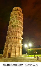 Leaning Tower Of Pisa At Night.