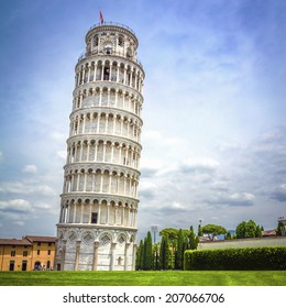 Leaning Tower of Pisa in Tuscany, a Unesco World Heritage Site and one of the most recognized and famous buildings in the world.