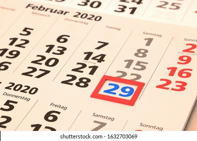 Leap Day 29 February 2020, Calendar Sheet