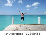 Leaping from a pier
