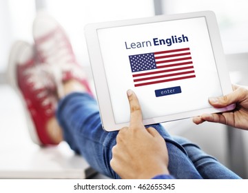 Learn English Language Online Education Concept