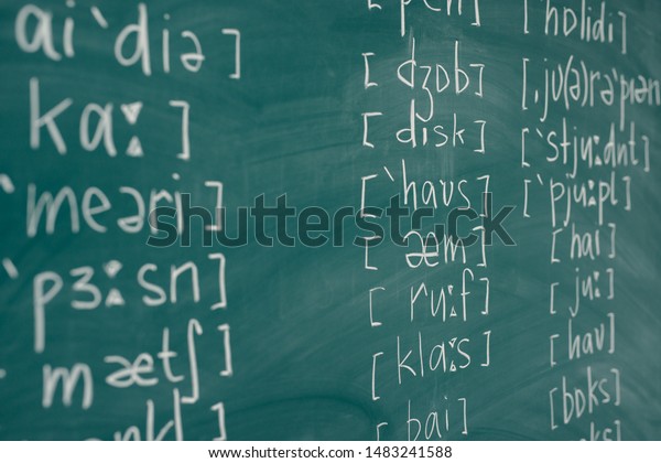 Learn english School lesson class chalkboard\
International phonetic\
alphabet.