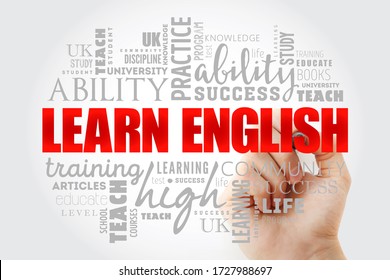 Learn English word cloud collage, education concept background - Shutterstock ID 1727988697