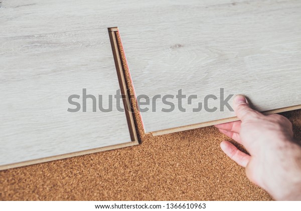 Learn Install Laminate Floating Floor Device Stock Photo