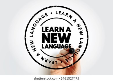 Learn A New Language text stamp, concept background