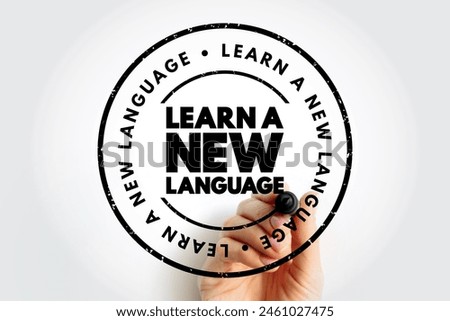 Learn A New Language text stamp, concept background