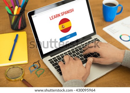 LEARN SPANISH EDUCATION TECHNOLOGY E-LEARNING ONLINE CONCEPT