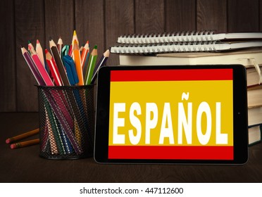 Learn Spanish Online. Language  School. Education Concept