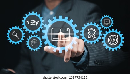 Learn to train in front of the computer. Internet e-learning lessons and online webinars People attending online lessons on digital screens Internet Technology Education Features