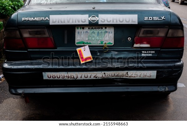 A learner identification tag on a car in Lagos,\
NIGERIA, April 28, 2022.  