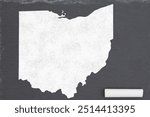  Learning about the state of Ohio USA, a map of the state of Ohio on a chalkboard with a piece of chalk