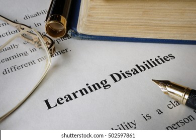 Learning disabilities on a sheet on an office table.