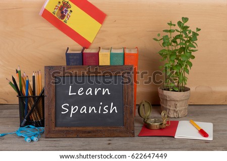 Learning languages concept - blackboard with text 
