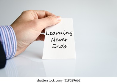 Learning never ends text concept isolated over white background
