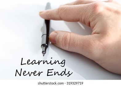 Learning never ends text concept isolated over white background