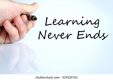 Learning never ends text concept isolated over white background